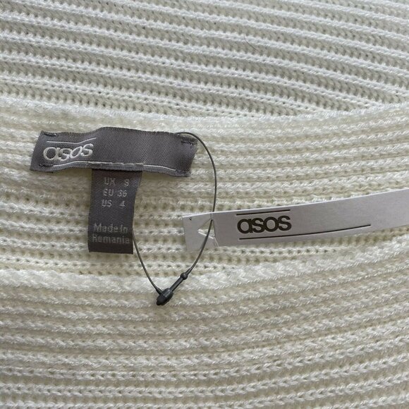 Asos Sweater Crop Sweater Cream Button Detail Women's Size 4 - Picture 5 of 7